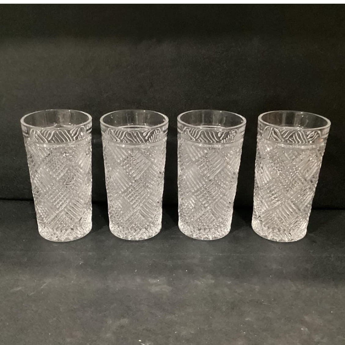Acopa "Zion" Tumblers, Set of 4, Crisscross Textured Glasses, Modern Barware - Thumbnail 8