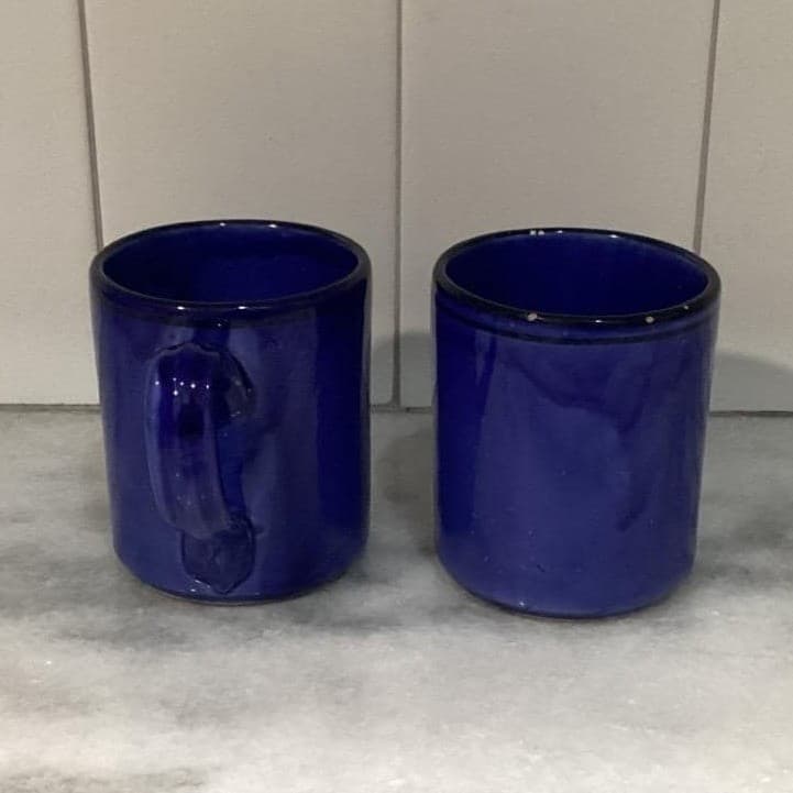 Heal's London Blue Drip Coffee Cups, Set of 2, Italian Pottery Stoneware Mugs - Thumbnail 9