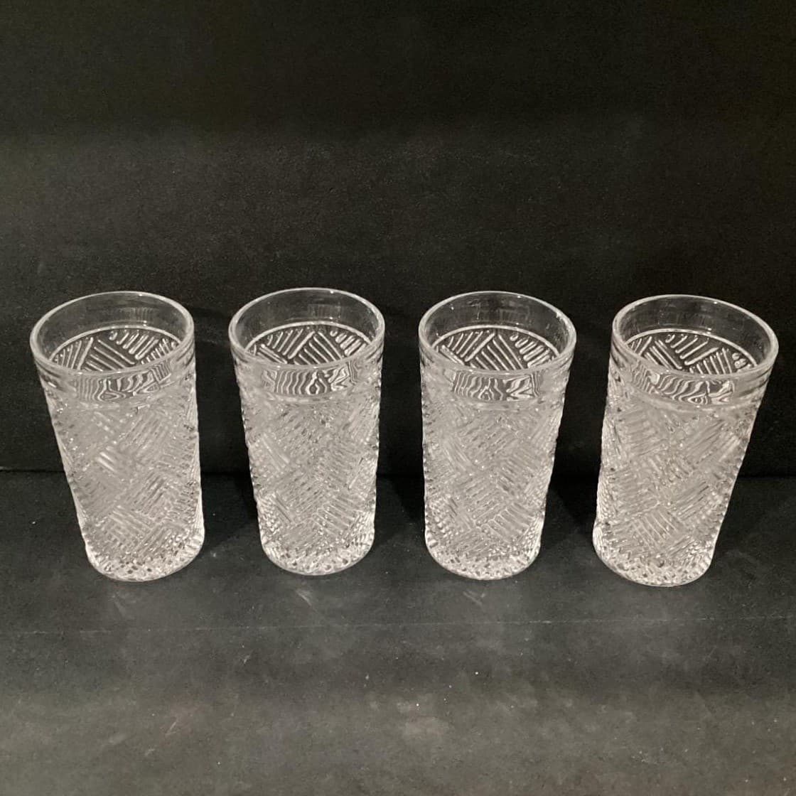 Acopa "Zion" Tumblers, Set of 4, Crisscross Textured Glasses, Modern Barware - Thumbnail 3
