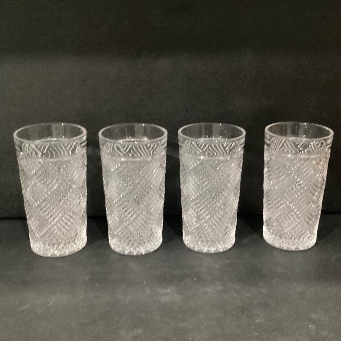 Acopa "Zion" Tumblers, Set of 4, Crisscross Textured Glasses, Modern Barware - Thumbnail 10
