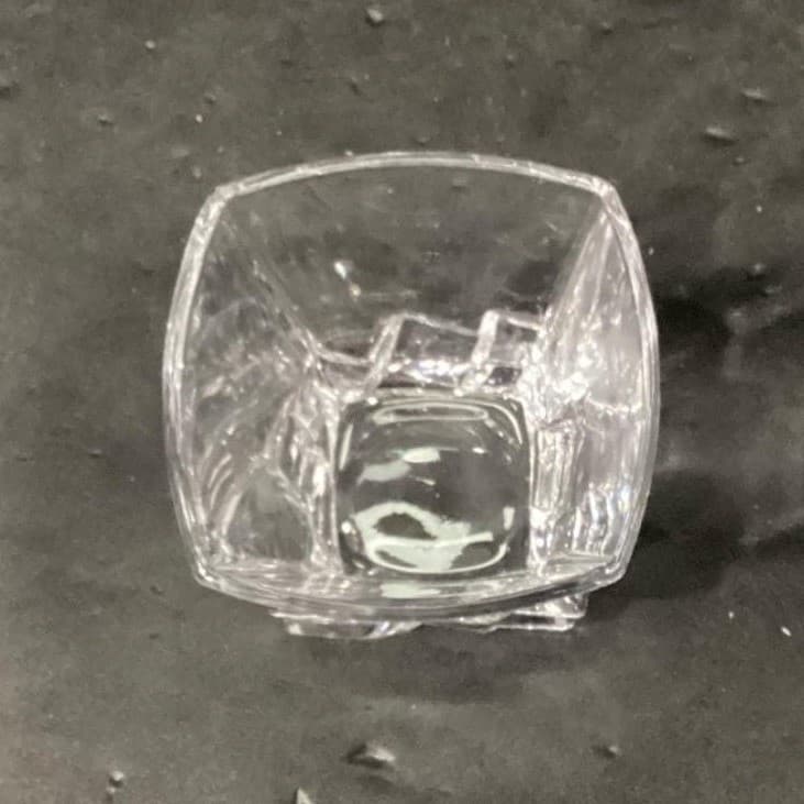 Ice Cube Sculpted Rocks Glass, Vintage Square Whiskey Tumbler, Clear Barware - Thumbnail 4