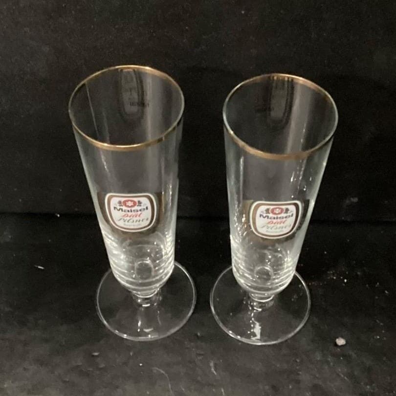 Maisel's Diat Pilsner Beer Glasses, Set of 2, Vintage Bayreuth Brewery Glassware - Thumbnail 3