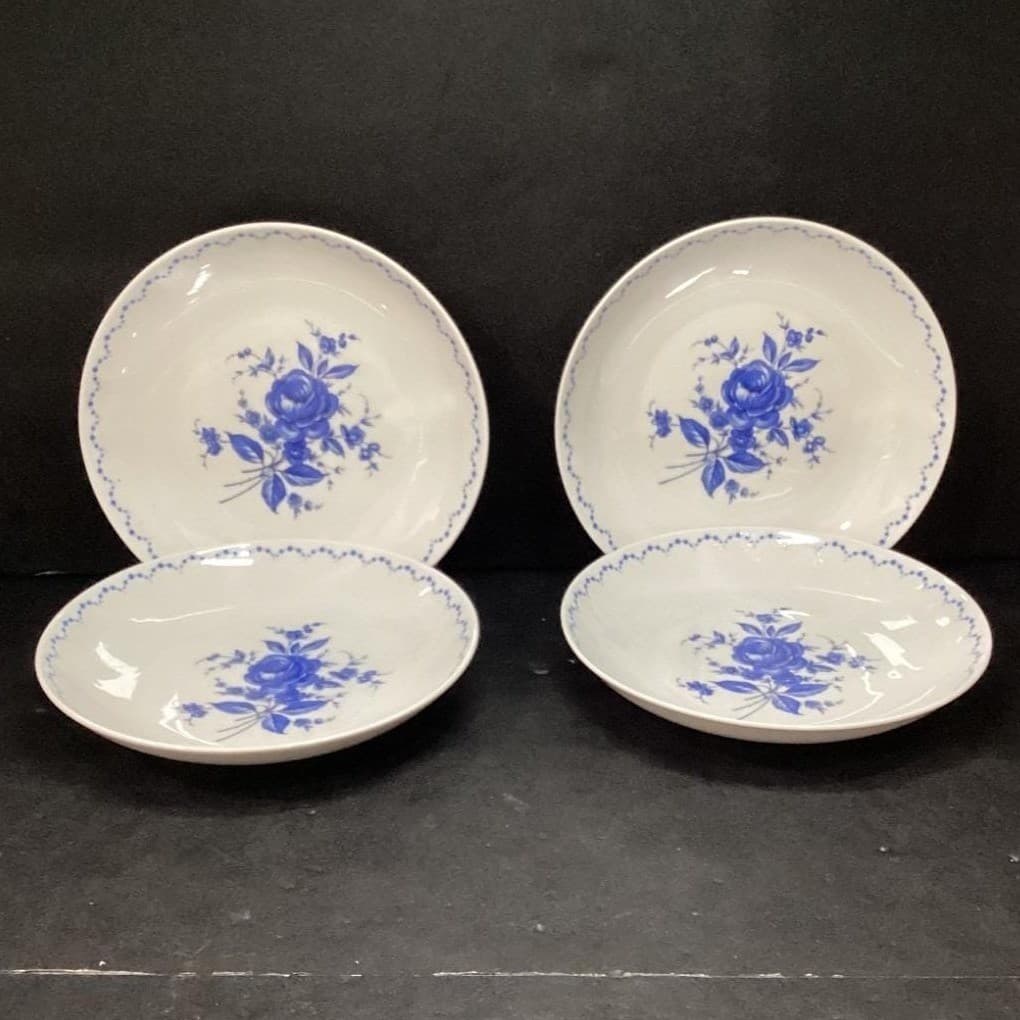Alboth & Kaiser Bavaria Salad Bowls, Set of 4, Vintage Blue Floral Tableware - Thumbnail 2