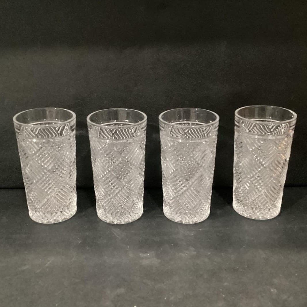 Acopa "Zion" Tumblers, Set of 4, Crisscross Textured Glasses, Modern Barware - Thumbnail 11