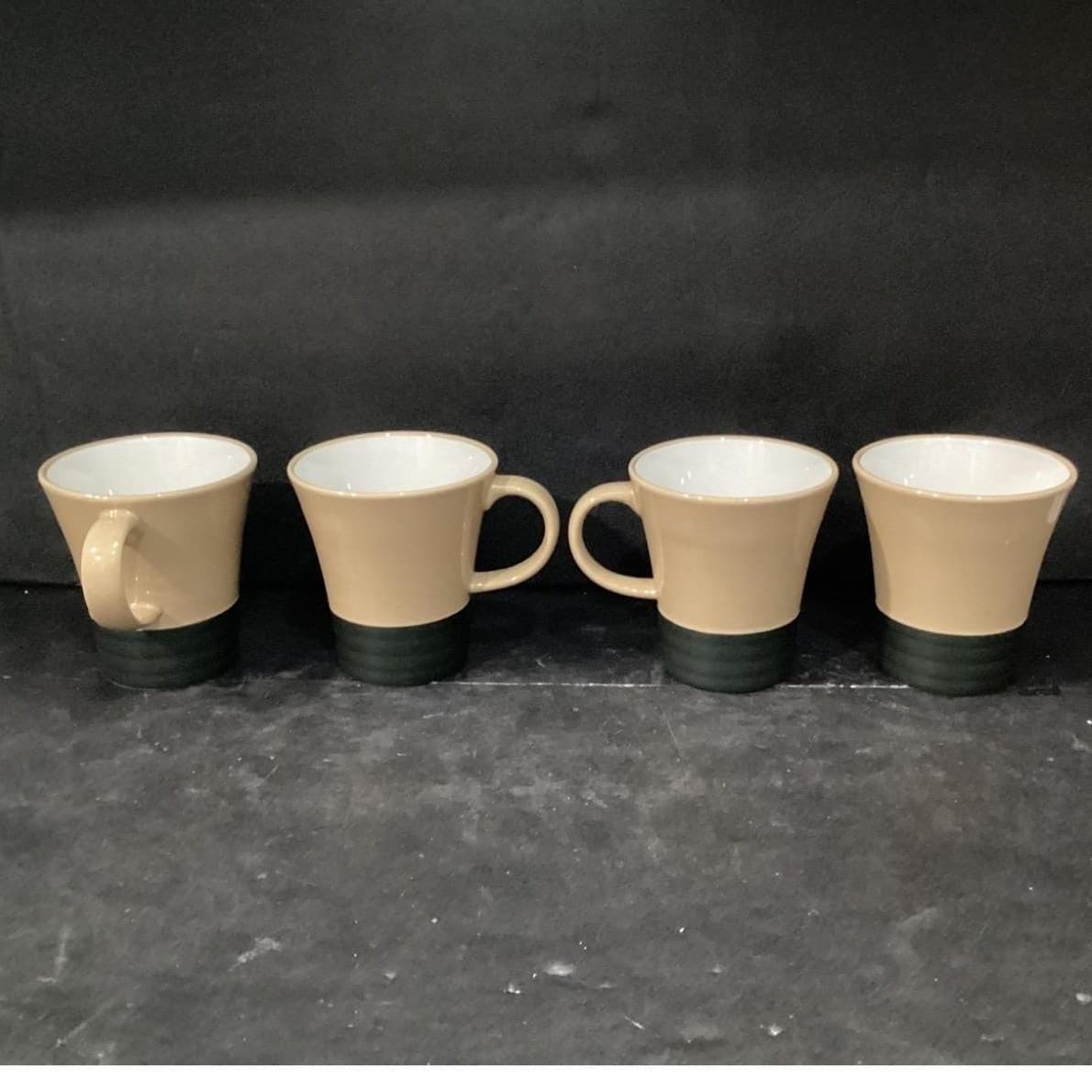 Pfaltzgraff Radius Coffee Cups, Set of 4, Vintage Two-Tone Mugs, Drinkware - Thumbnail 2
