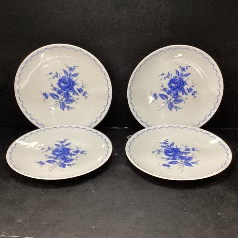 Alboth & Kaiser Bavaria Salad Plates, Set of 4, Vintage Blue Floral Tableware - Thumbnail 2
