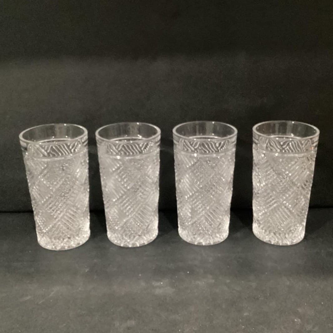 Acopa "Zion" Tumblers, Set of 4, Crisscross Textured Glasses, Modern Barware - Thumbnail 9