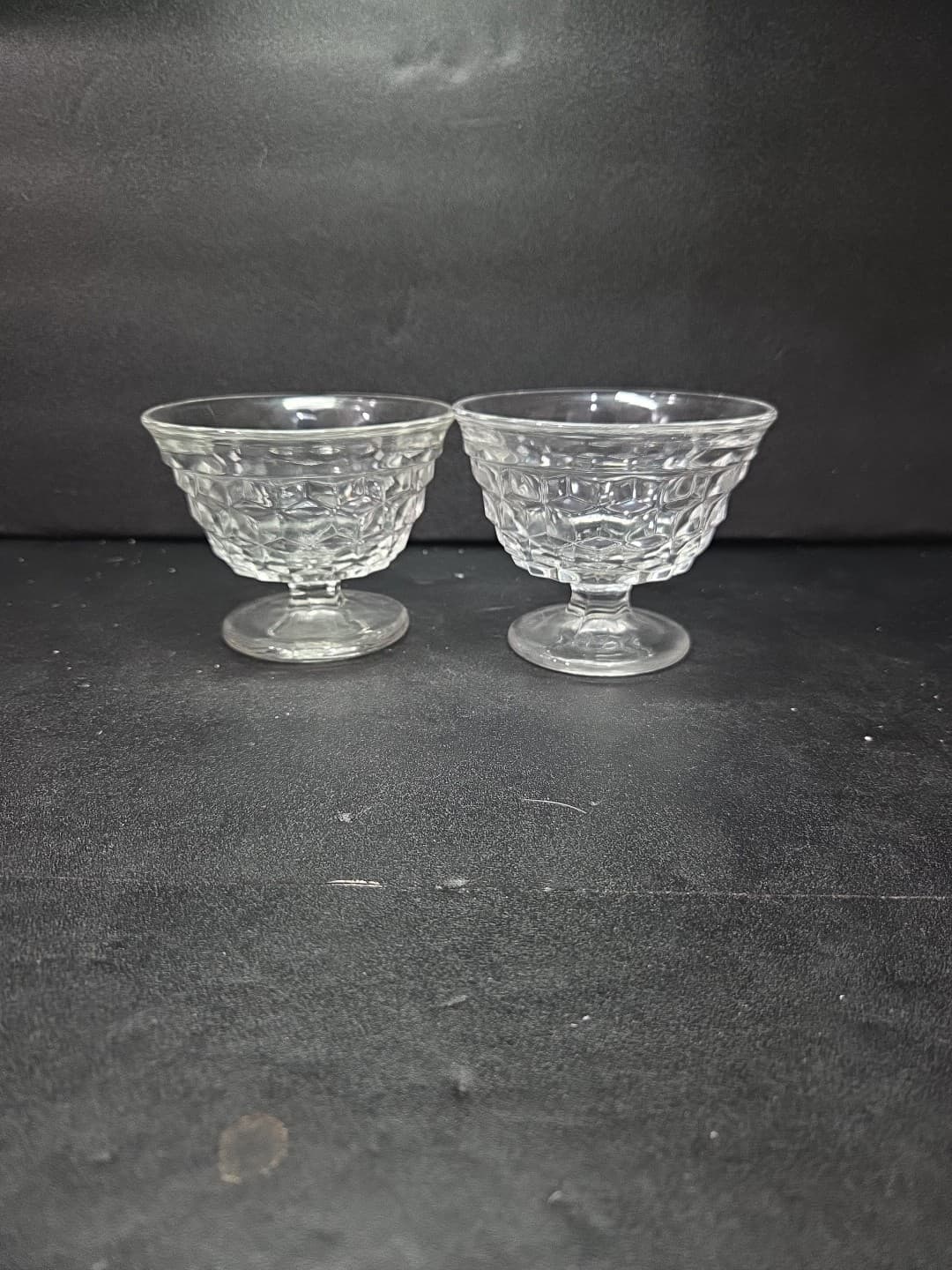 Fostoria American Cubist Sundae Dishes, Set of 2, Clear Goblet, 3" Dessert Bowls - Thumbnail 2