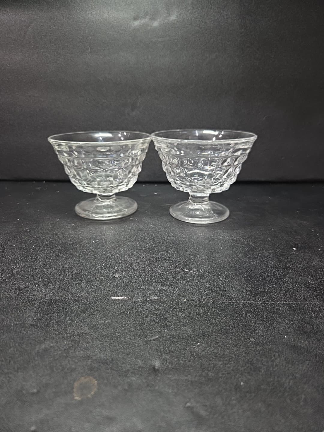 Fostoria American Cubist Sundae Dishes, Set of 2, Clear Goblet, 3" Dessert Bowls - Thumbnail 3