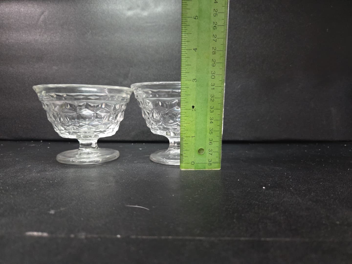 Fostoria American Cubist Sundae Dishes, Set of 2, Clear Goblet, 3" Dessert Bowls - Thumbnail 8
