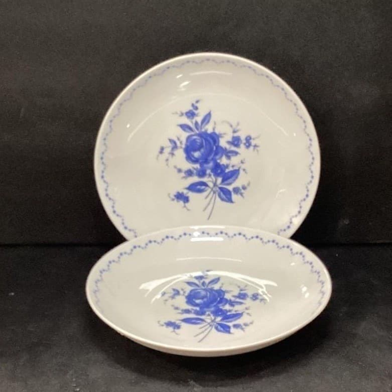 Alboth & Kaiser Bavaria Salad Bowls, Set of 2, Vintage Blue Floral Tableware - Thumbnail 2