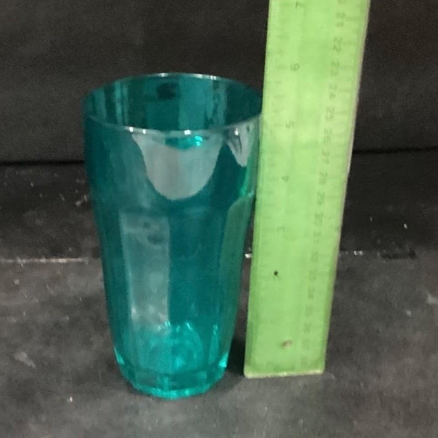 Pasabahce Teal Paneled Tumblers, Set of 2, Vintage Water Glasses, Drinkware - Thumbnail 6