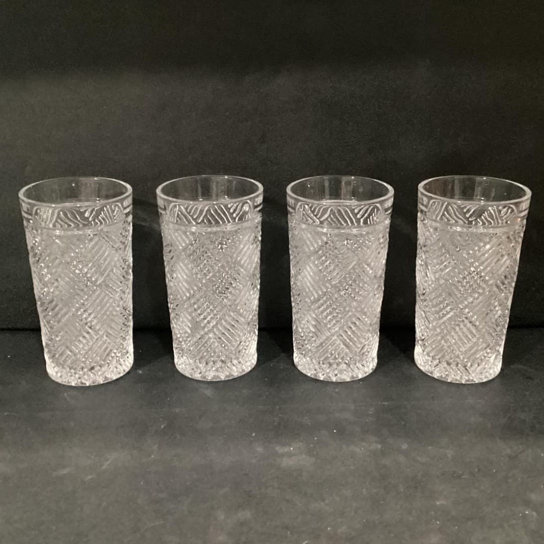 Acopa "Zion" Tumblers, Set of 4, Crisscross Textured Glasses, Modern Barware - Thumbnail 2