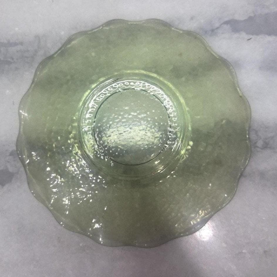 Hazel Atlas Pebblestone Avocado Green Saucers, Set of 4 Vintage Depression Glass - Thumbnail 3