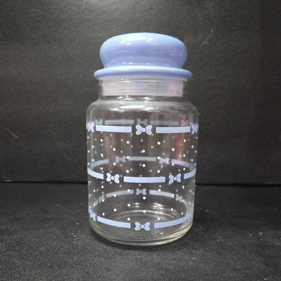 Anchor Hocking Bowtie Treat Canister, Vintage Glass Storage, Replacement Jar - Thumbnail 8