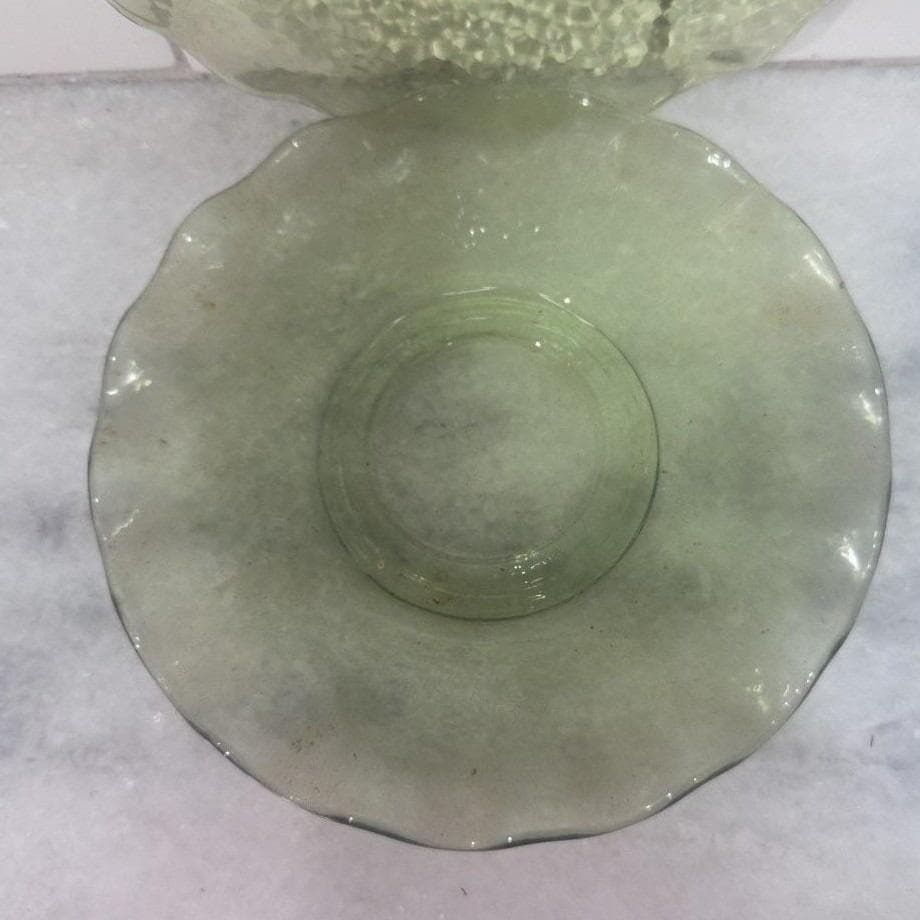 Hazel Atlas Pebblestone Avocado Green Saucers, Set of 2 Vintage Depression Glass - Thumbnail 4