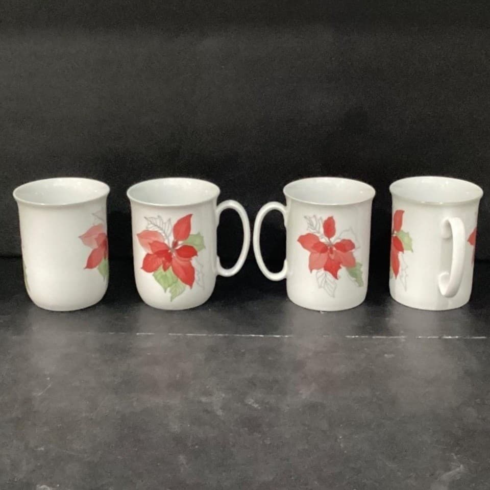 Watercolors Block Spal Poinsettia Coffee Cups, Set of 4 Mary Lou Goertzen Design - Thumbnail 2