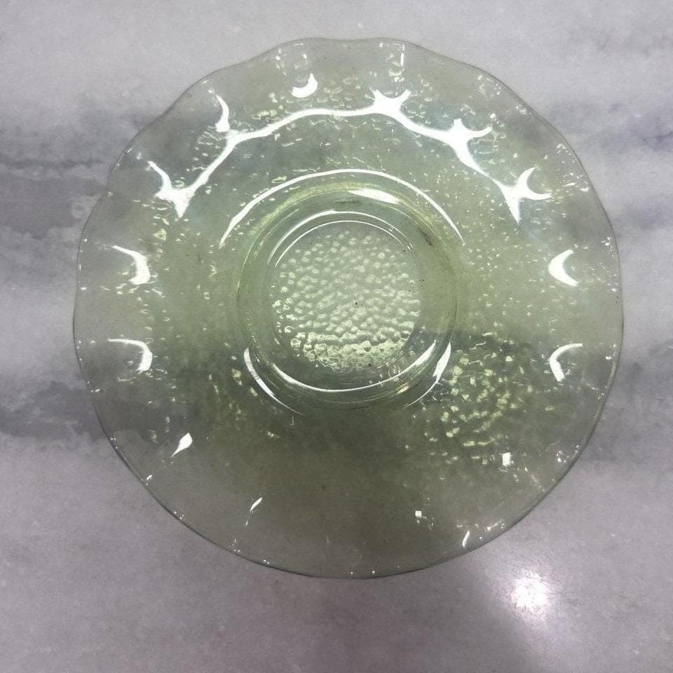 Hazel Atlas Pebblestone Avocado Green Saucers, Set of 4 Vintage Depression Glass - Thumbnail 4