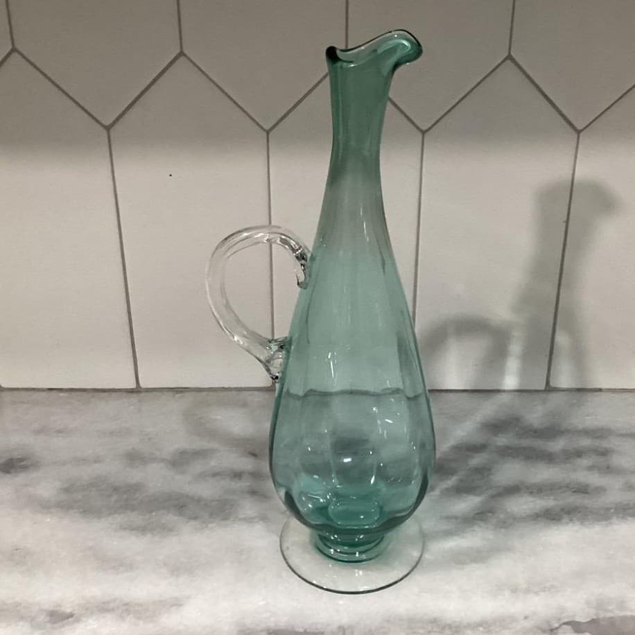 Decanter with Cordials Set 6-Piece Light Green Blue Twisted Clear Stems Elegant - Thumbnail 14