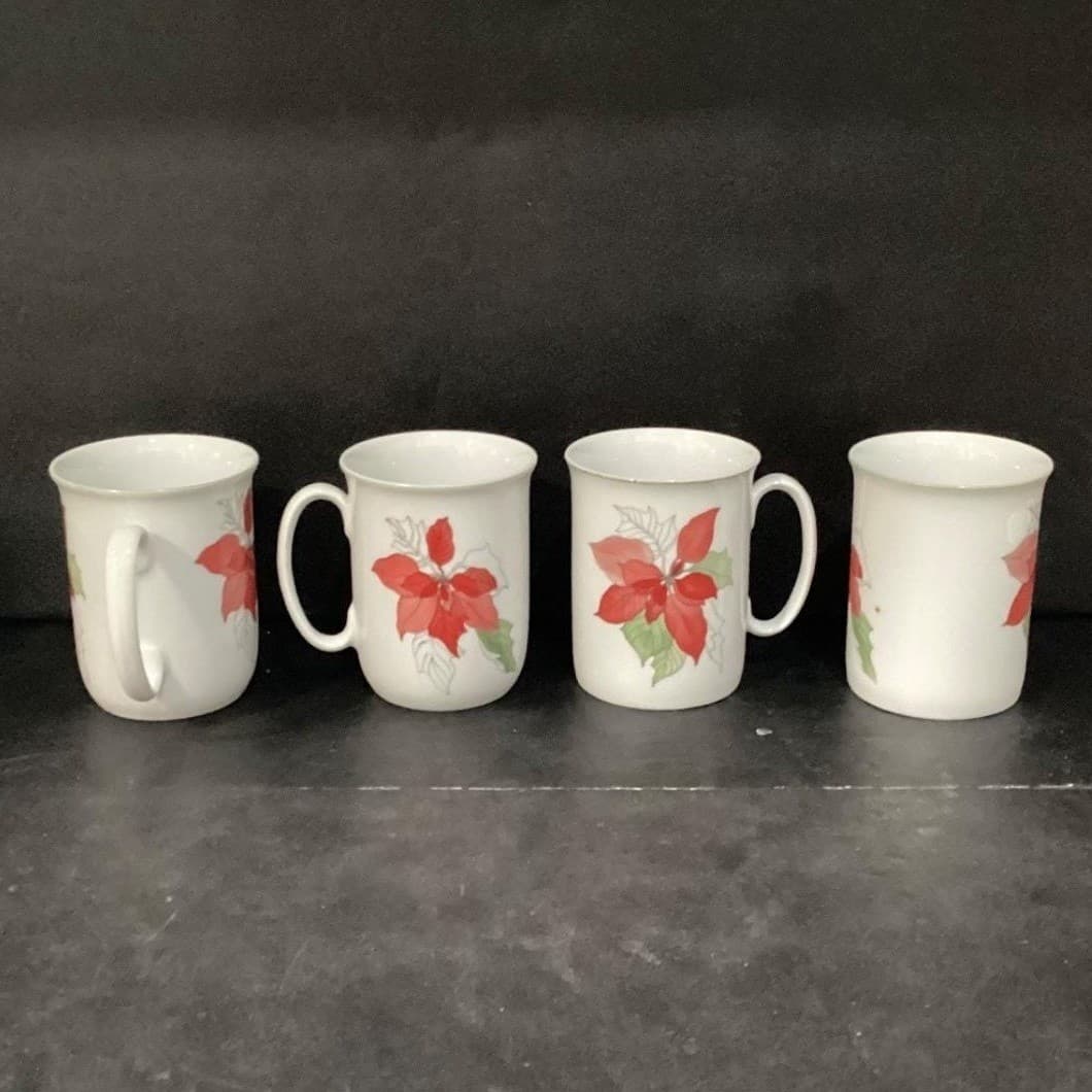 Watercolors Block Spal Poinsettia Coffee Cups, Set of 4 Mary Lou Goertzen Design - Thumbnail 9