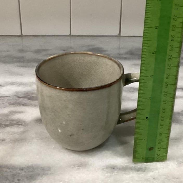 Gladelig Style Stoneware Coffee Mugs Tea Cups gray edged brown Set Of 2 - Thumbnail 6