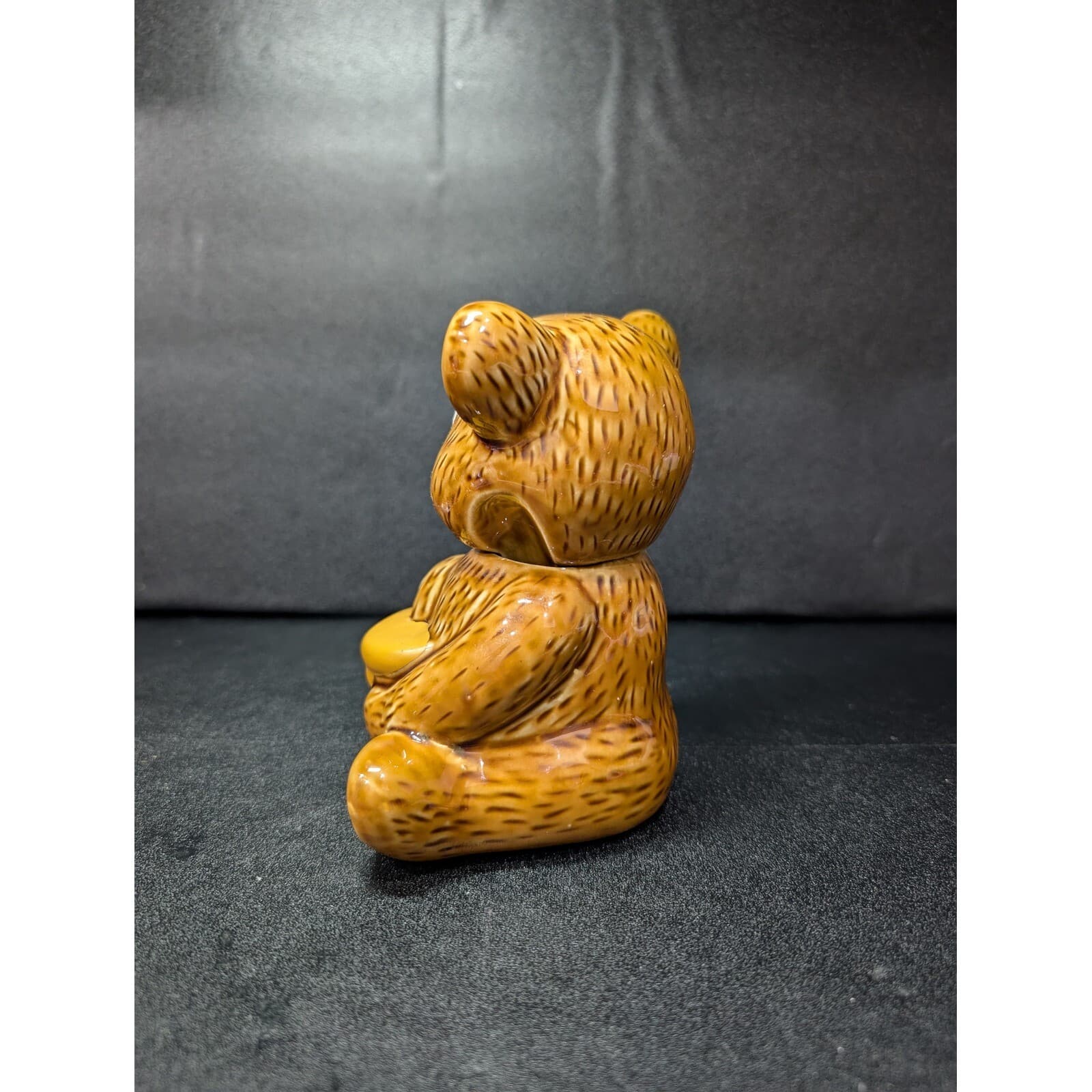 Honey Bear Ceramic Honey Jar Pot, Vintage Taiwan Bear Figural Condiments, Decor - Thumbnail 4