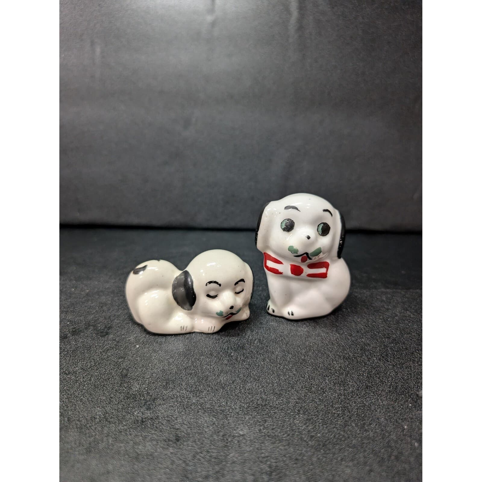Vintage Mini Puppy Dog Statues, Small Ceramic Dogs, Retro Home Decor, 3" Tall