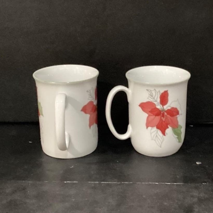 Watercolors Block Spal Poinsettia Coffee Cups, Set of 2 Mary Lou Goertzen Design - Thumbnail 2