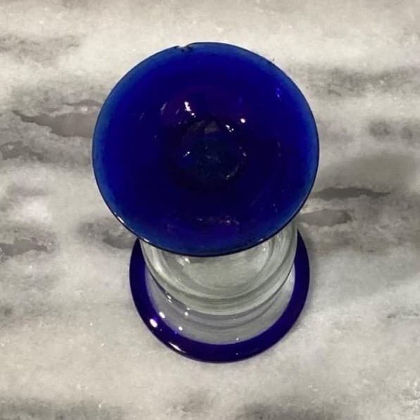 Pier 1 Cobalt Blue Rim Wine Glasses Goblets Mouth Blown Mexico Set Of 2 - Thumbnail 4