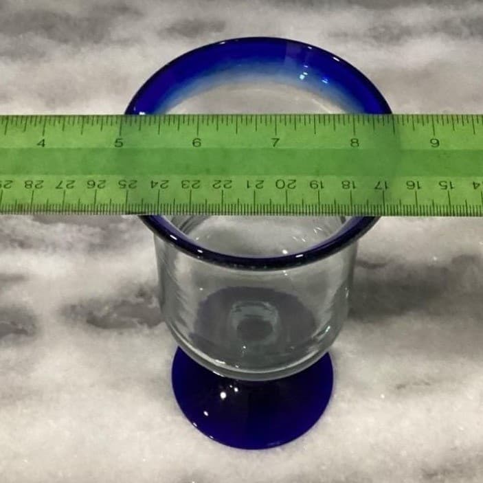 Pier 1 Cobalt Blue Rim Wine Glasses Goblets Mouth Blown Mexico Set Of 2 - Thumbnail 9