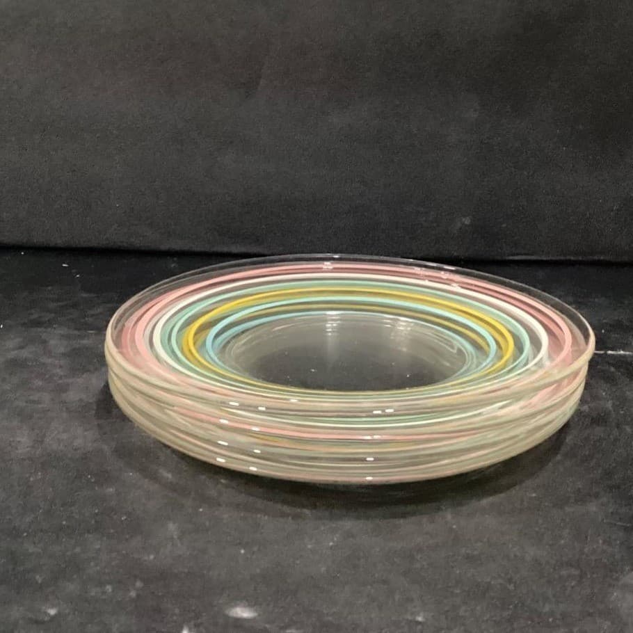 Anchor Hocking Pastel Ring Salad Plates, Set Of 4, Vintage Glass Tableware - Thumbnail 8