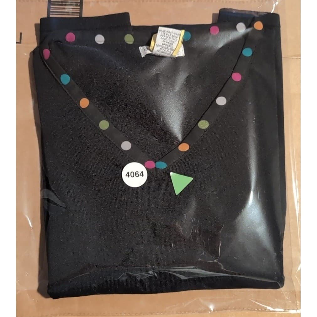 Eric Spencer Black V-Neck Sweater, Women's Medium, Polka Dot Trim Ruffle Cuff - Thumbnail 9