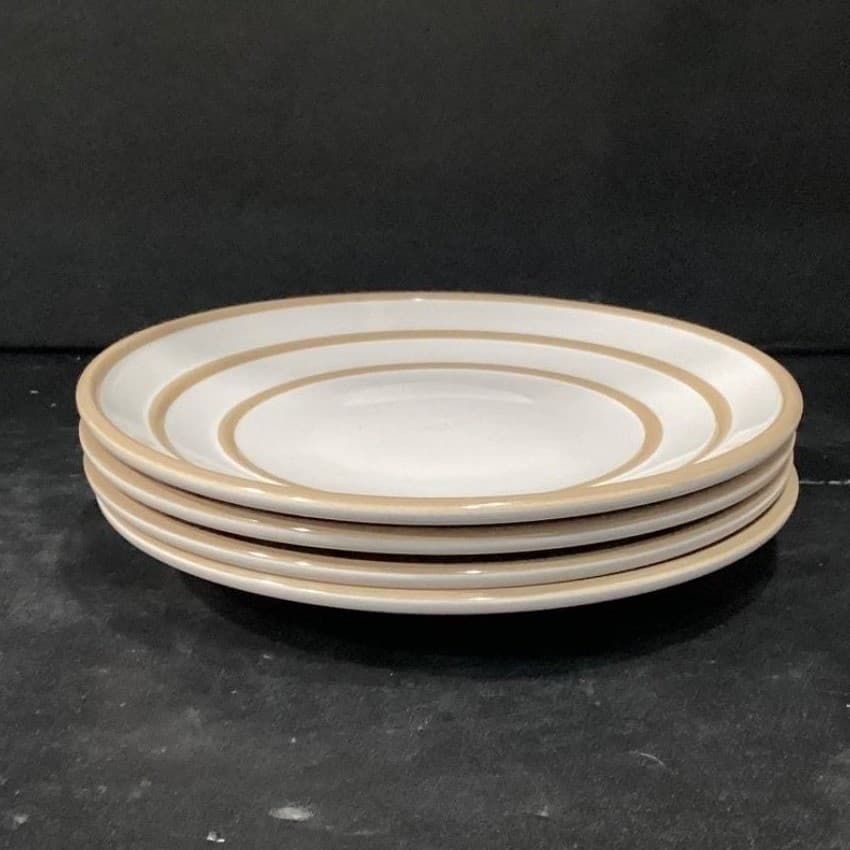 Pfaltzgraff Radius Salad Plates, Set of 4, Vintage Tan Rings Design Dinnerware - Thumbnail 10
