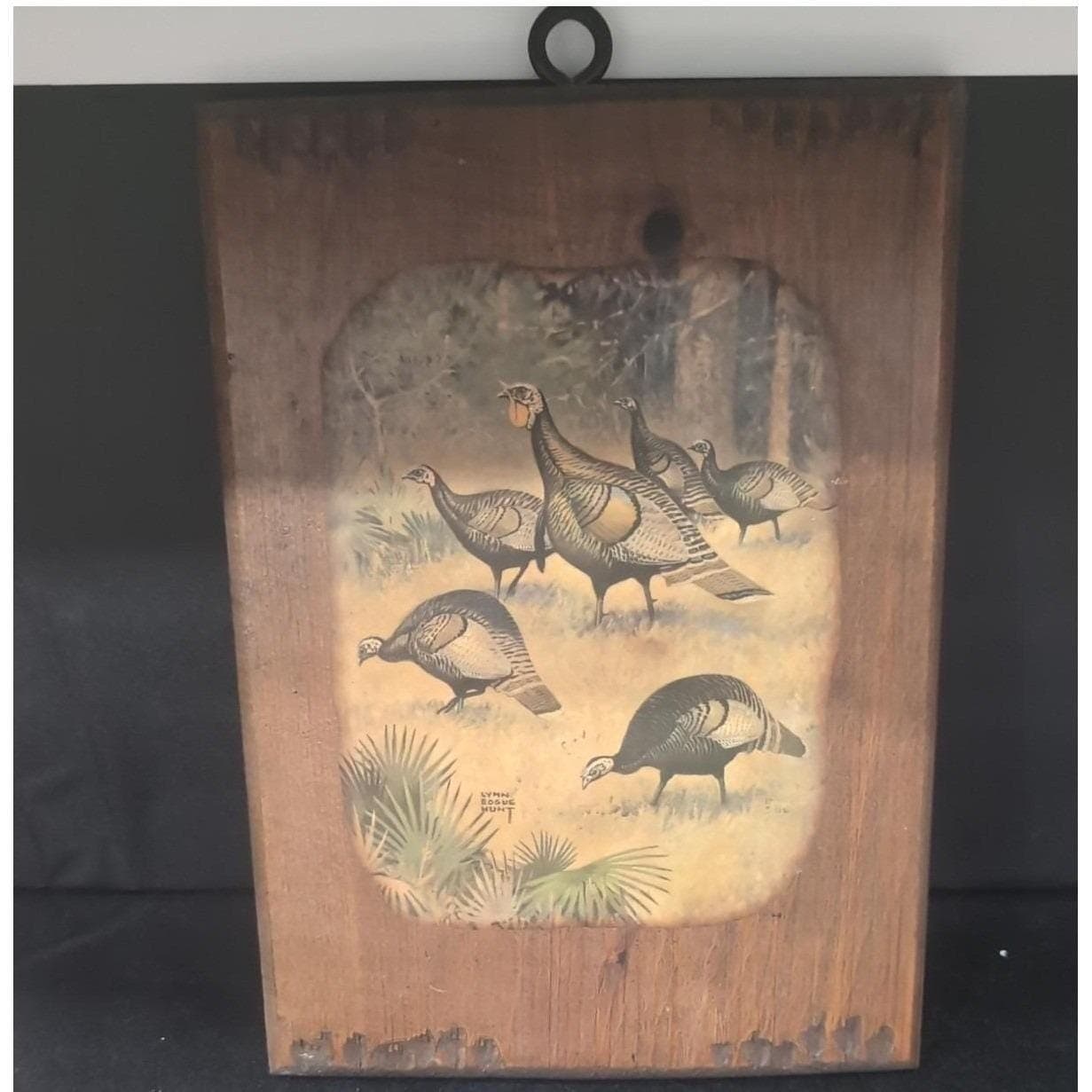 Lynn Bogue Hunt Turkey Gang Print, Vintage Wood Paneled Artwork, Rustic Wall Art - Thumbnail 2
