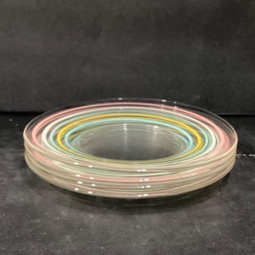 Anchor Hocking Pastel Ring Salad Plates, Set Of 4, Vintage Glass Tableware - Thumbnail 9