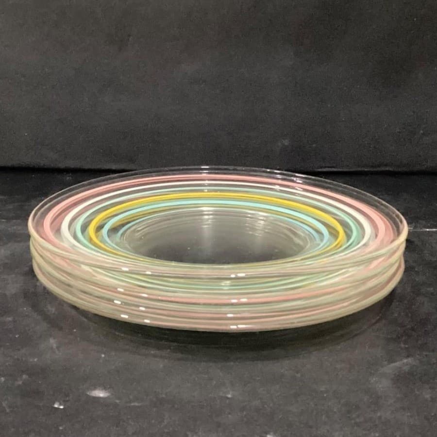 Anchor Hocking Pastel Ring Salad Plates, Set Of 4, Vintage Glass Tableware - Thumbnail 6