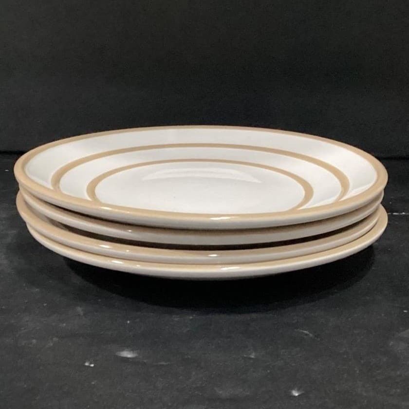 Pfaltzgraff Radius Salad Plates, Set of 4, Vintage Tan Rings Design Dinnerware - Thumbnail 7