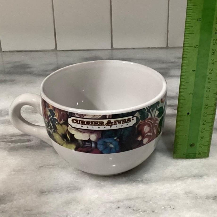 Currier & Ives Collection Spring Bouquet Large Coffee Cups, Floral Set of 2 - Thumbnail 5