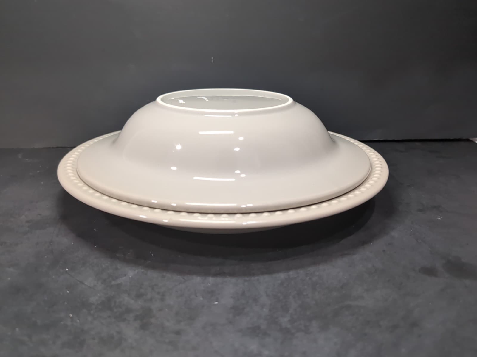 Pottery Barn Emma Beaded Soup Bowl & Dinner Plate, Portugal Gray, Tableware - Thumbnail 8