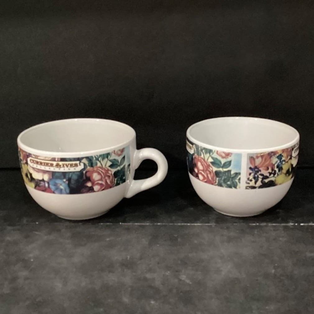 Currier & Ives Collection Spring Bouquet Large Coffee Cups, Floral Set of 2 - Thumbnail 7
