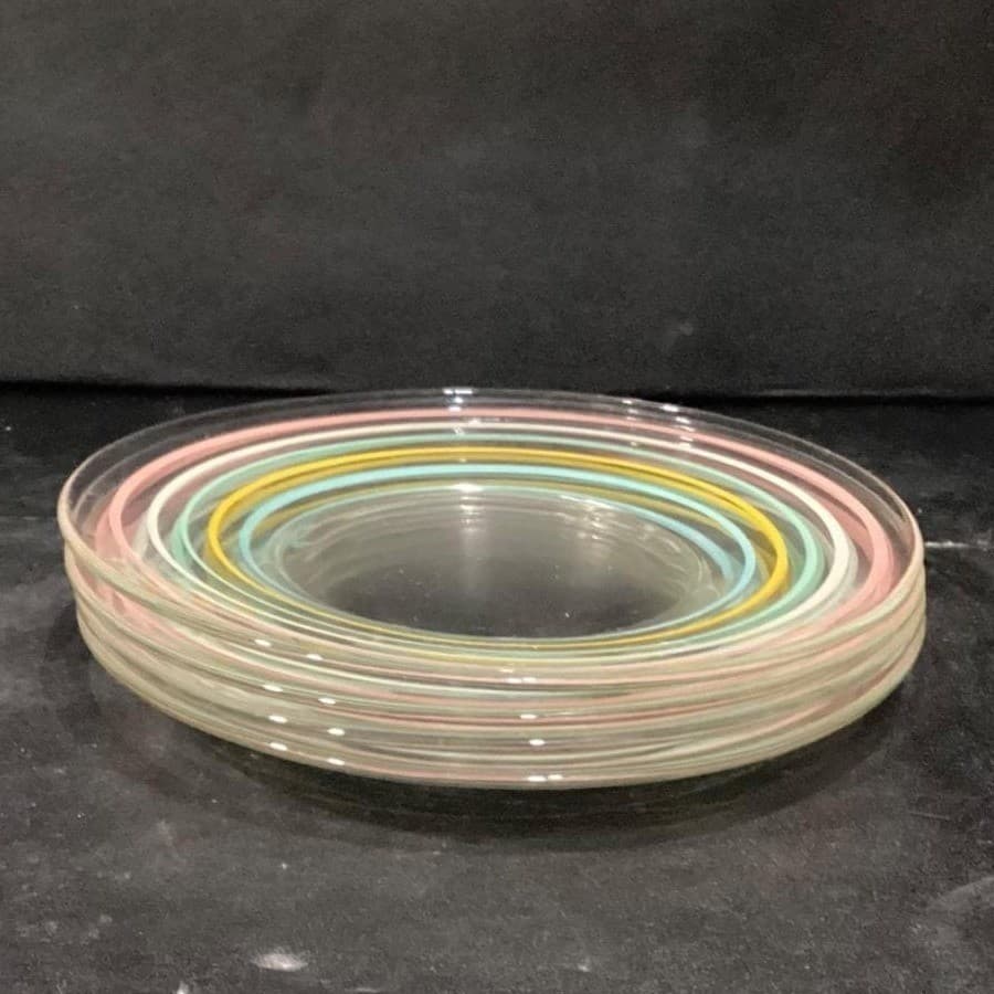 Anchor Hocking Pastel Ring Salad Plates, Set Of 4, Vintage Glass Tableware - Thumbnail 7