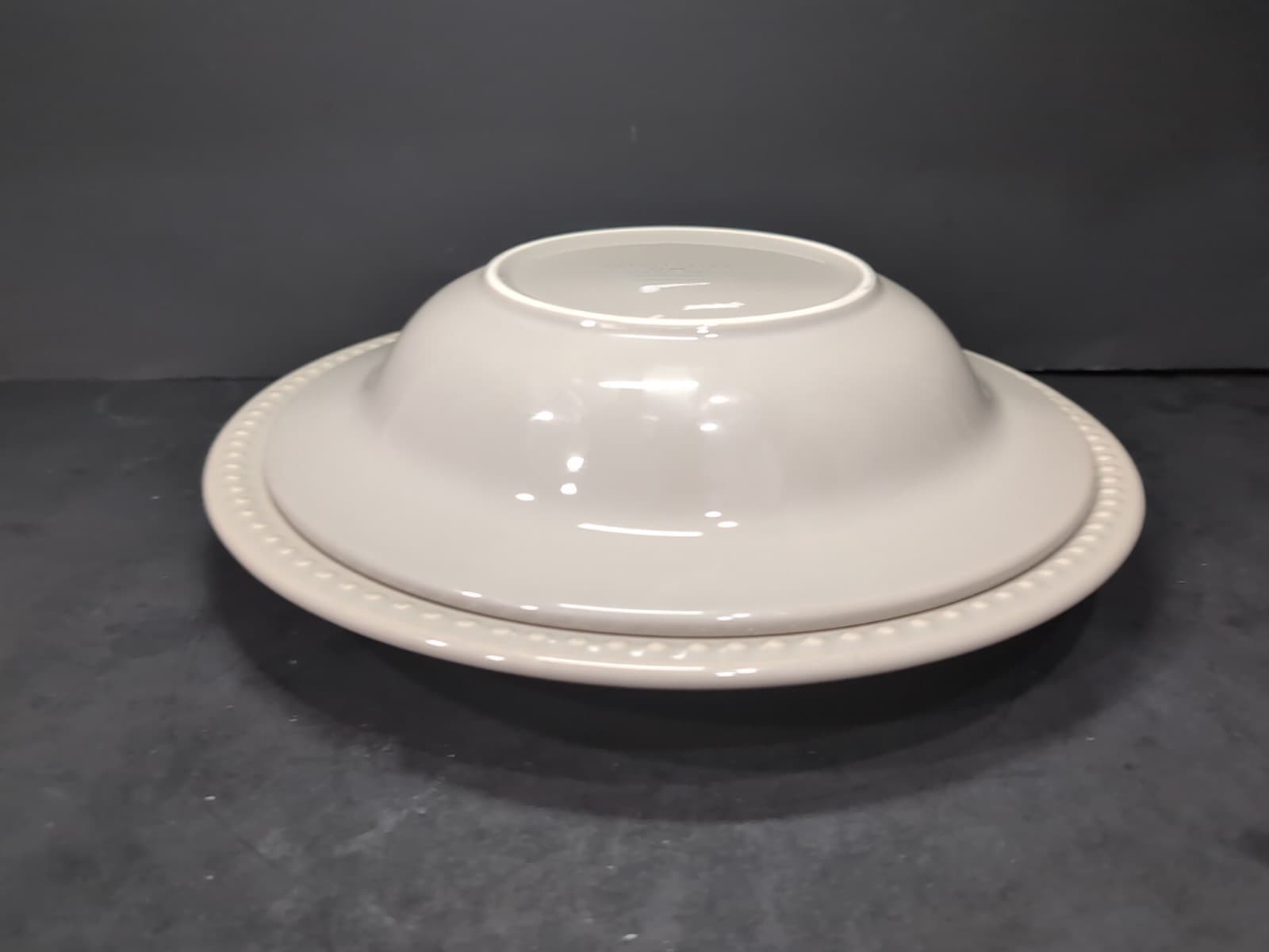 Pottery Barn Emma Beaded Soup Bowl & Dinner Plate, Portugal Gray, Tableware - Thumbnail 9
