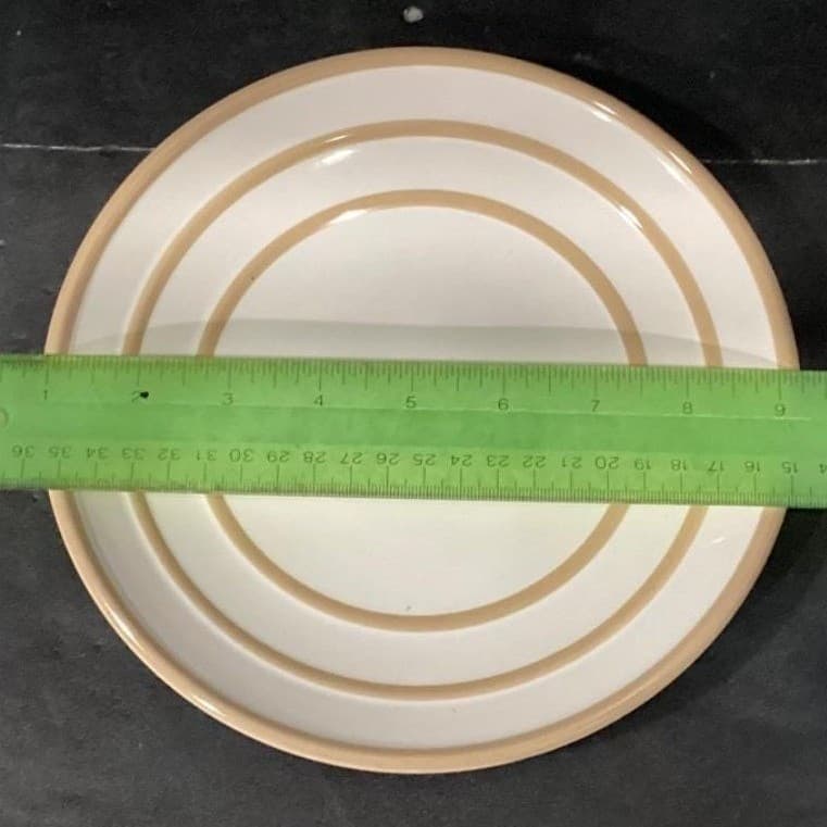 Pfaltzgraff Radius Salad Plates, Set of 4, Vintage Tan Rings Design Dinnerware - Thumbnail 6