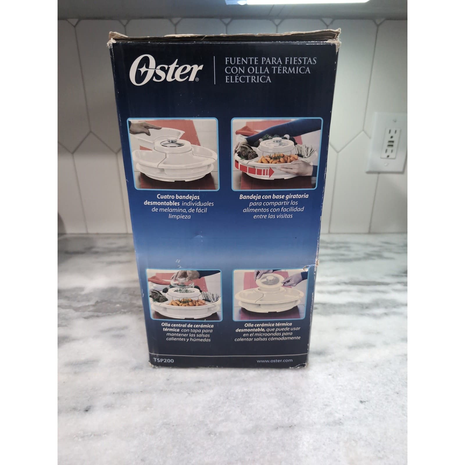 Oster White Party Serving Platter with Electric Warming Pot #TSP200, Damage Box - Thumbnail 4