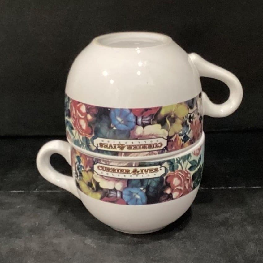 Currier & Ives Collection Spring Bouquet Large Coffee Cups, Floral Set of 2 - Thumbnail 12