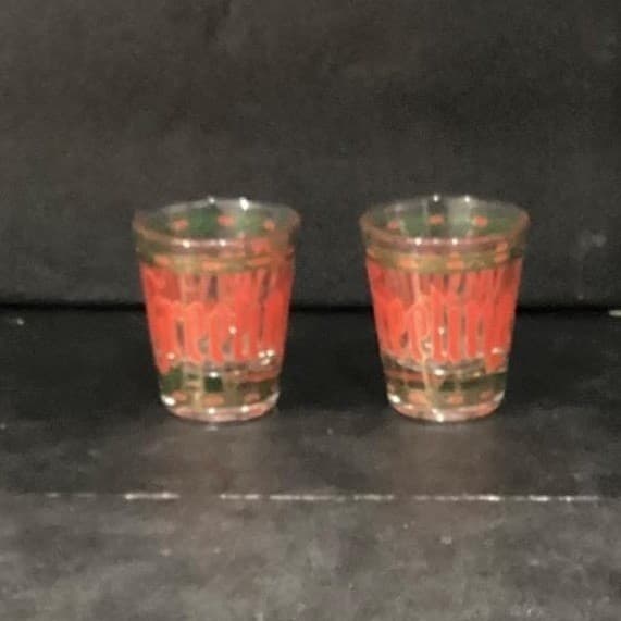 Culver Seasons Greeting Shot Glasses, Set of 2, Vintage Stained Glass Design - Thumbnail 9