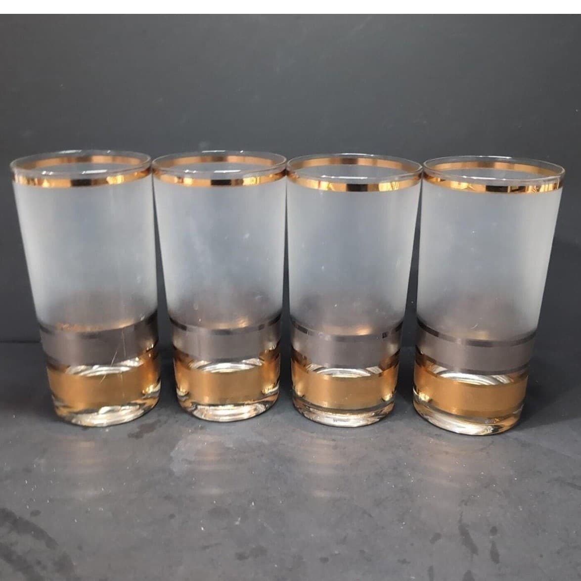 Culver Regency Highball Glasses, Set of 4, Vintage Frosted Tumblers, MCM Barware - Thumbnail 5