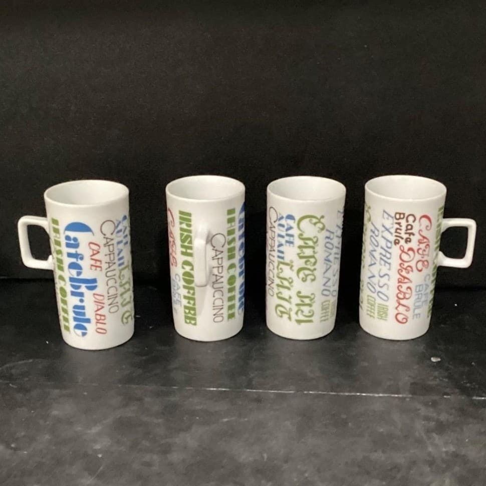 Royal Crown Arnet Demitasse Cups, Set of 4, Colorful Coffee Recipe Lettering - Thumbnail 11
