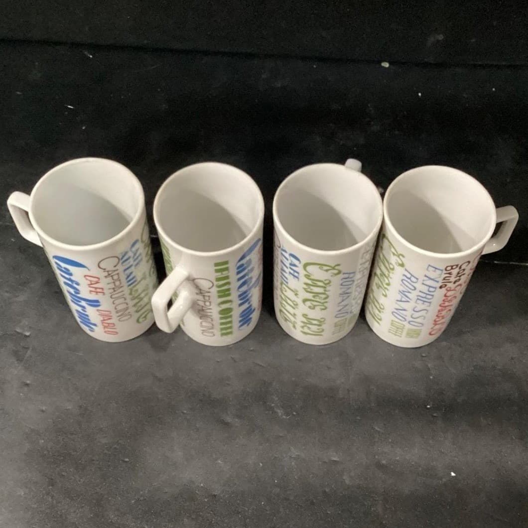 Royal Crown Arnet Demitasse Cups, Set of 4, Colorful Coffee Recipe Lettering - Thumbnail 3