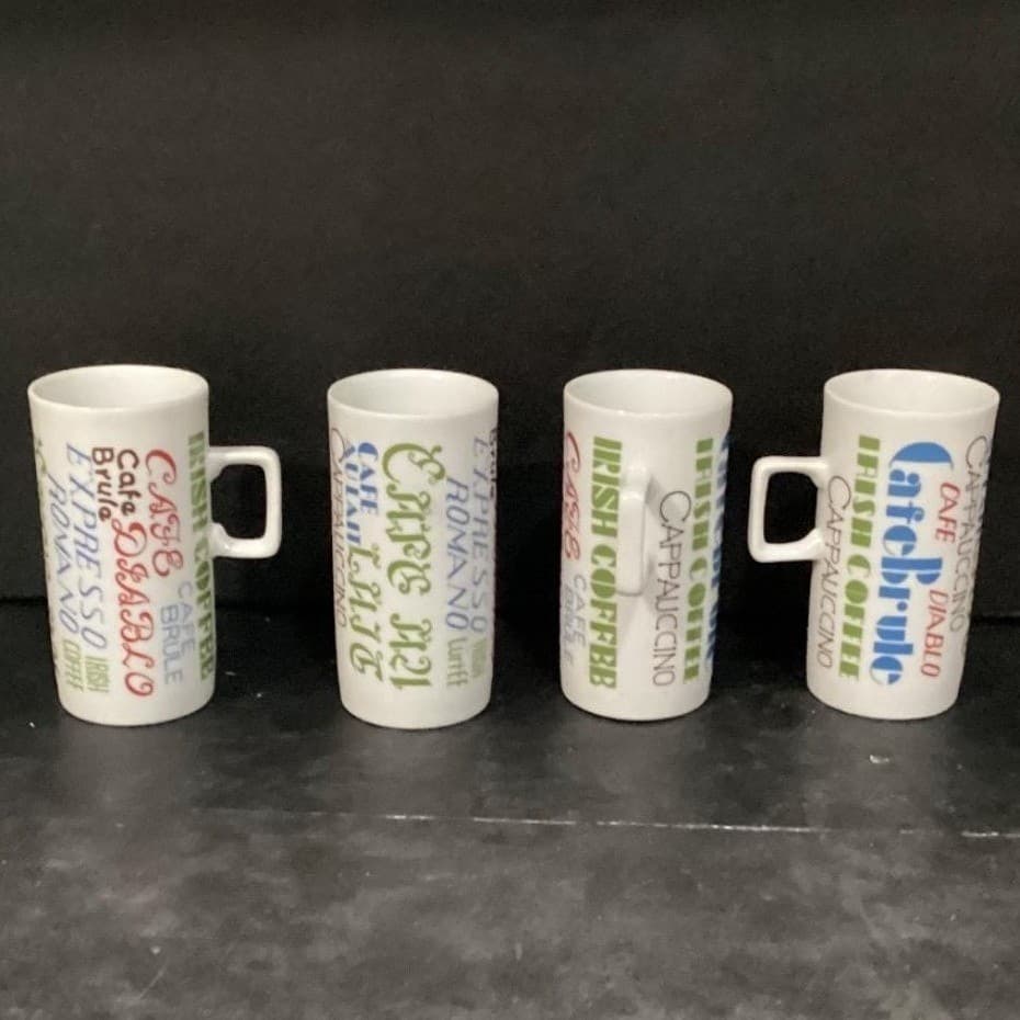 Royal Crown Arnet Demitasse Cups, Set of 4, Colorful Coffee Recipe Lettering - Thumbnail 9
